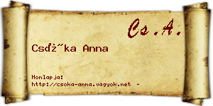 Csóka Anna névjegykártya